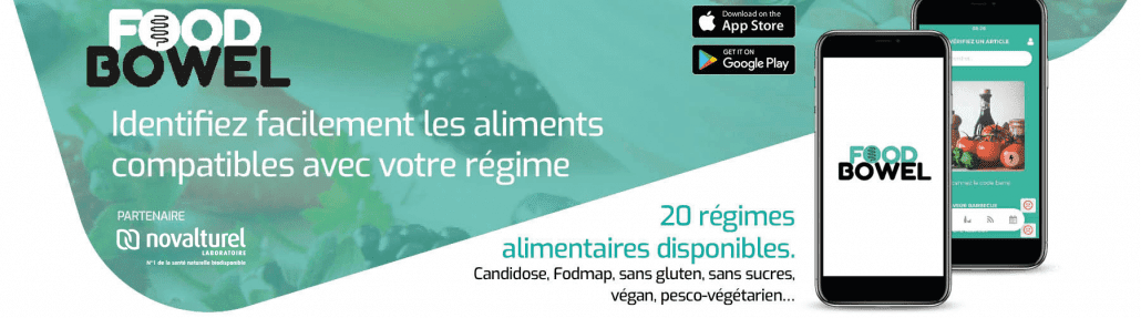 Foodbowel appli régime adapté alimentaire spécial différencié SII MICI FOMAP gluten