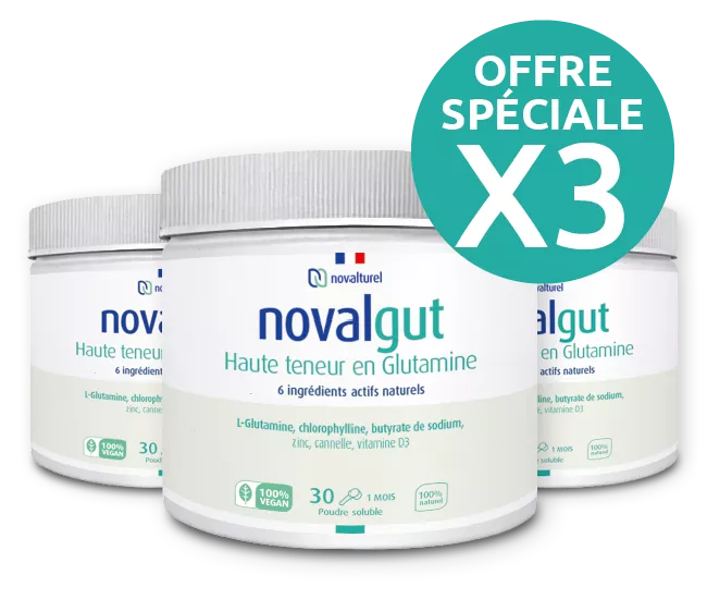 novalgut-cicatrisant-intestinal-naturel-permeabilite-glutamine-intestin-pack de 3