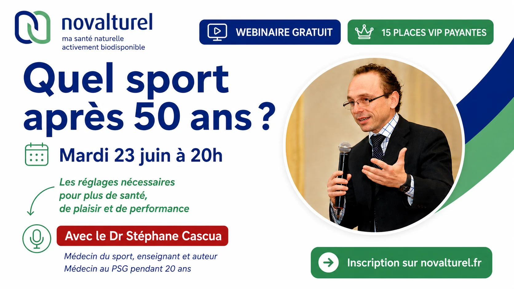 Webinaire Dr Stéphane Cascua : Quel sport après 50 ans ? Mardi 23 juin à 20h.