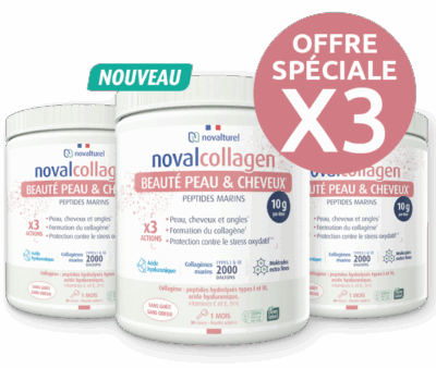 novalcollagen-beaute-peau-cheveux-articulations-peptides-marins-acide-hyaluronique-vitamines-C-E-x3 novalcollagen-beaute-peau-cheveux-ongles-formation-collagene-protection-stress-oxydatif