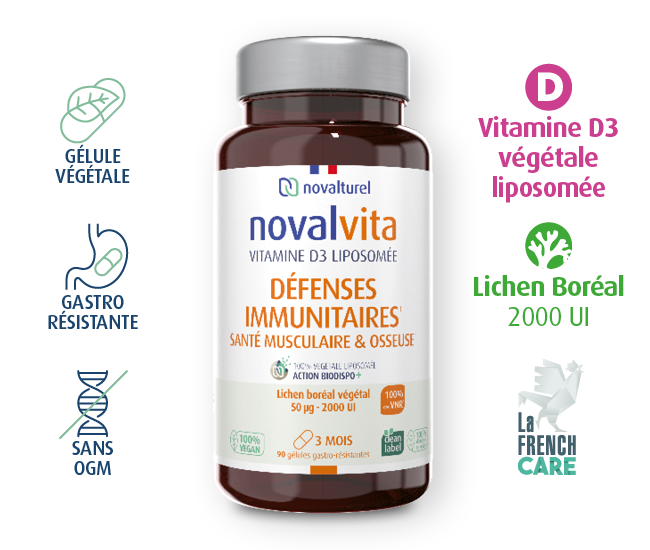 novalvita douleurs articulaires Vitamine D 3-vegetale-liposomee-système-immunitaire-santé-osseuse-2000 UI-novalturel